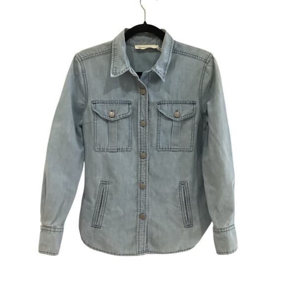Isabel Marant Etoile Paul Batik Indigo Chambray Button Up Shirt Blue Size Medium - Picture 5 of 13